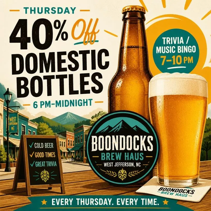 Thursday 40% Off Domestic Bottles + Trivia