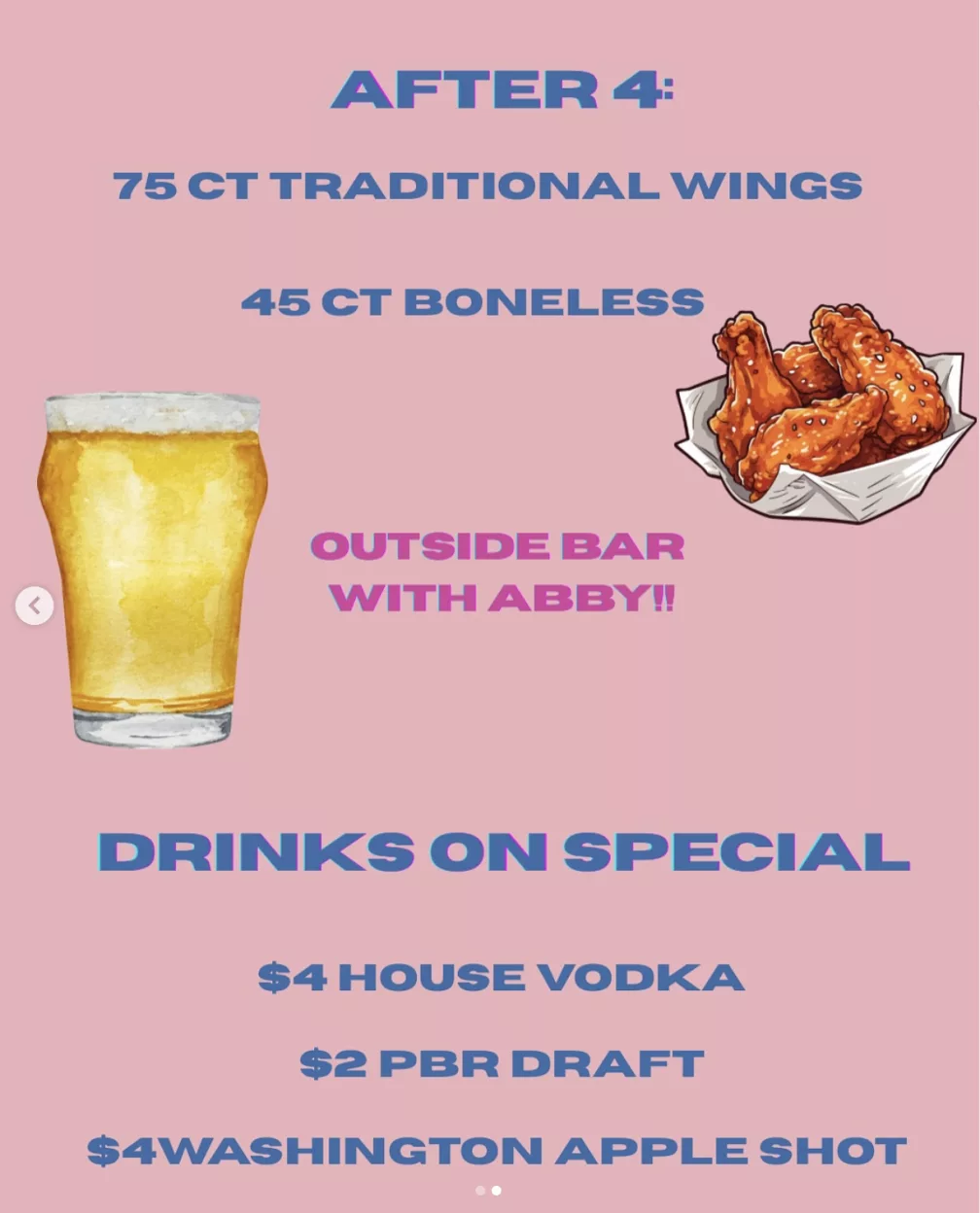 Lunch Special, Wings, Beer, Vodka, Shots