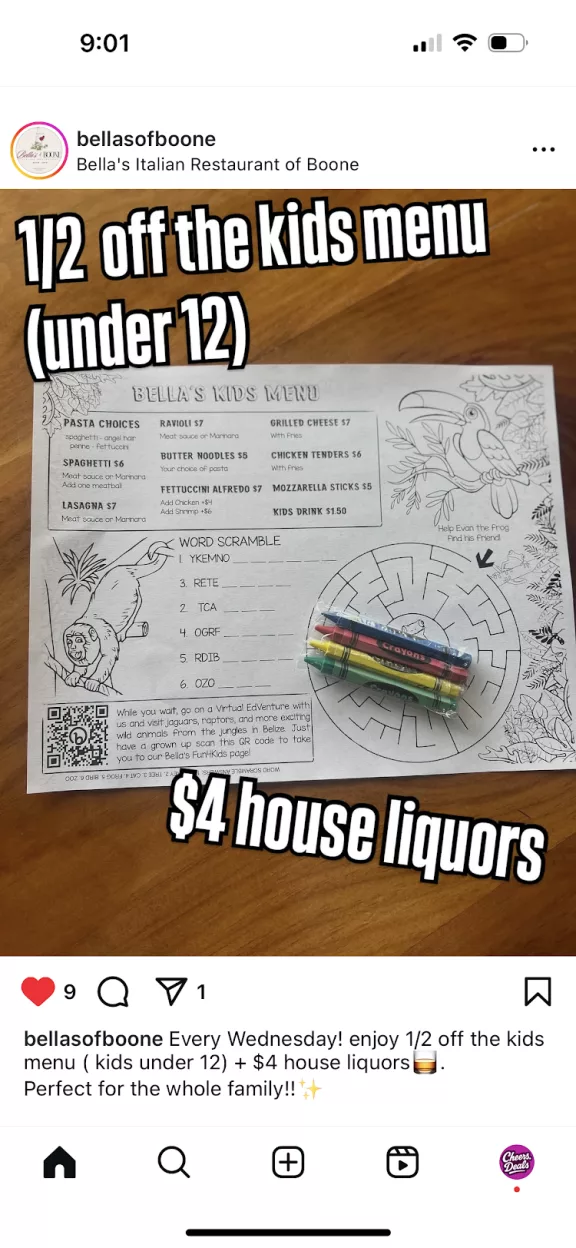 Liquors & Kids Menue